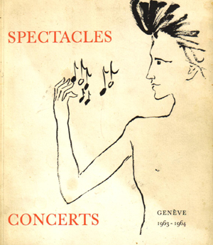 Roger Descombes,  Dessin pour «Spectacles et Concerts de la Ville de Genève»,1963-64., 1963 - Dessin pour le programme «Spectacles et Concerts de la Ville de Genève », 1963-64